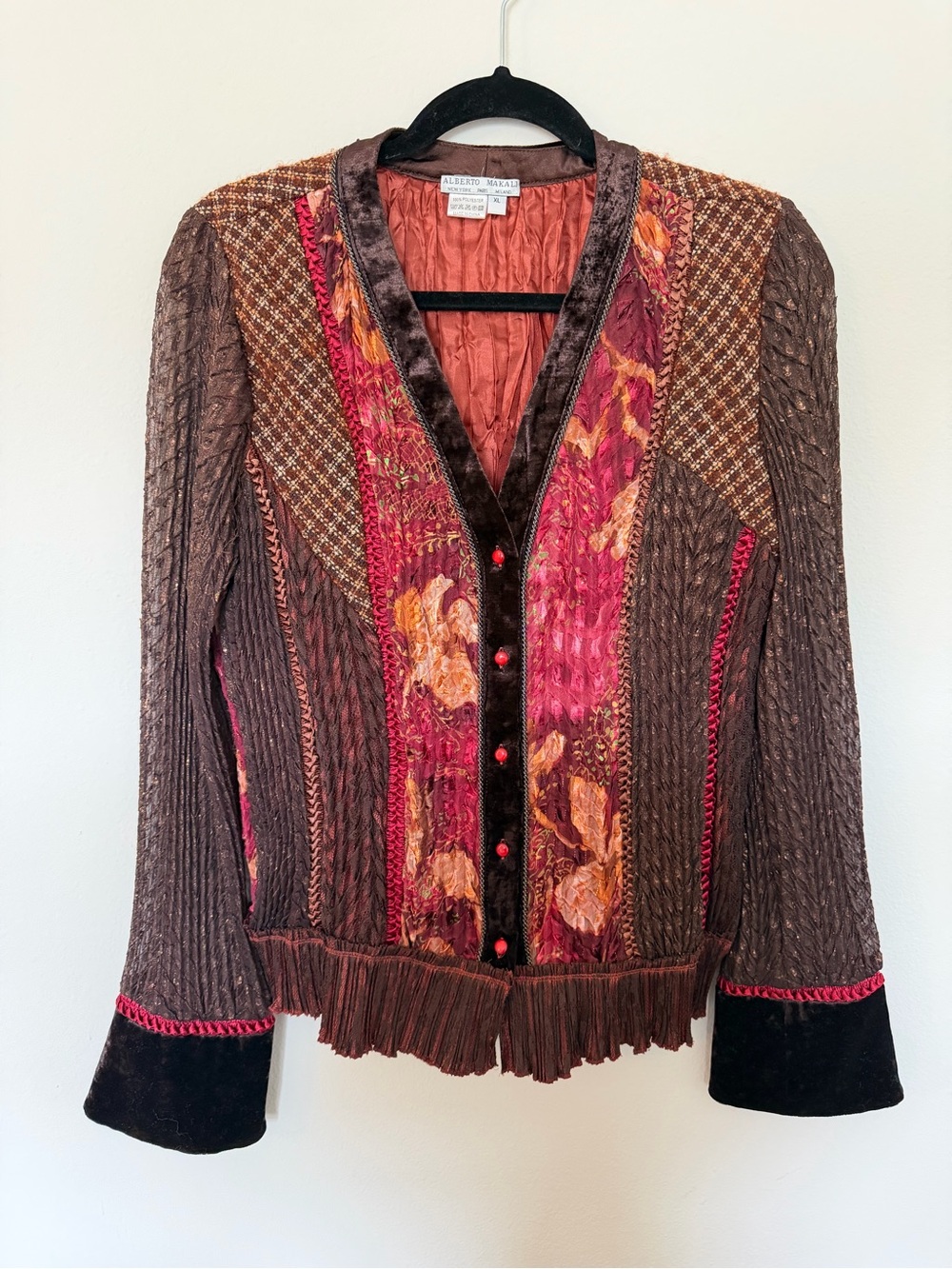 Vintage Alberto Makali Textured Button Front Top XL